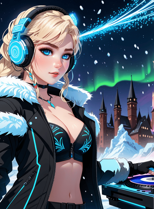 dj, girl, aurora