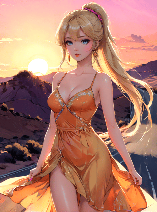 woman, sunset, desert