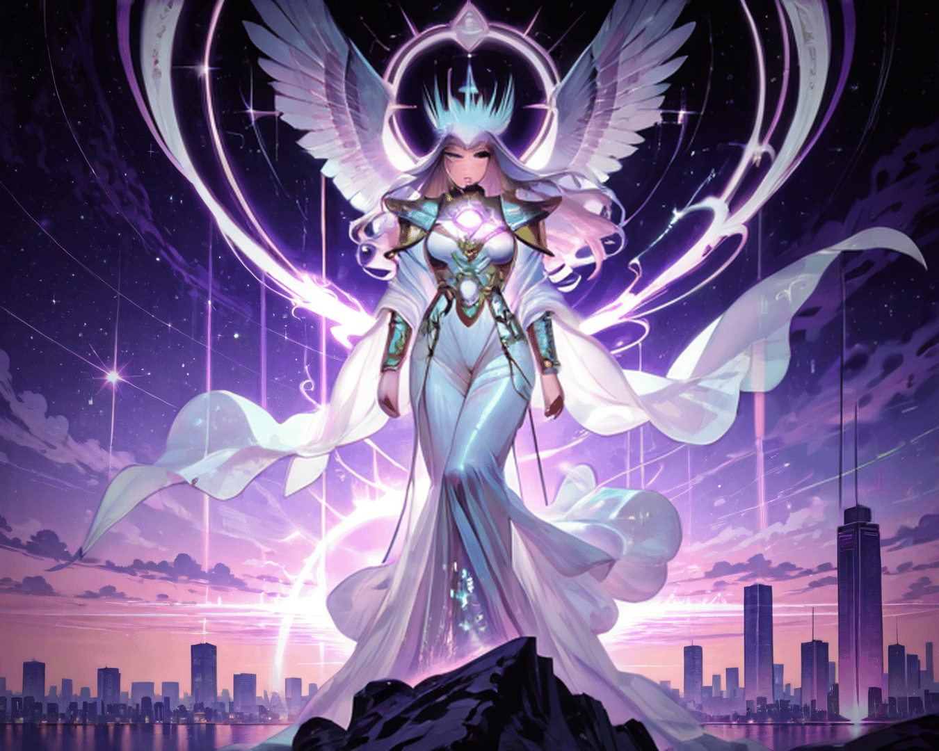 AI generated wallpaper featuring goddess, angel, sailor