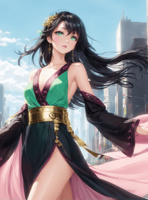 woman, city, banner