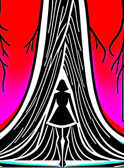 silhouette, woman, trees, curves