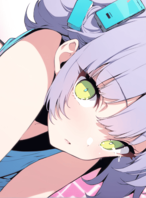 anime girl, phone, headphones