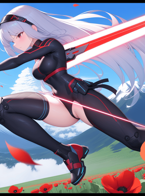 anime character, sword, poppy