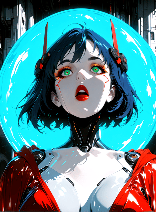 cyborg, woman, alien, city, globe