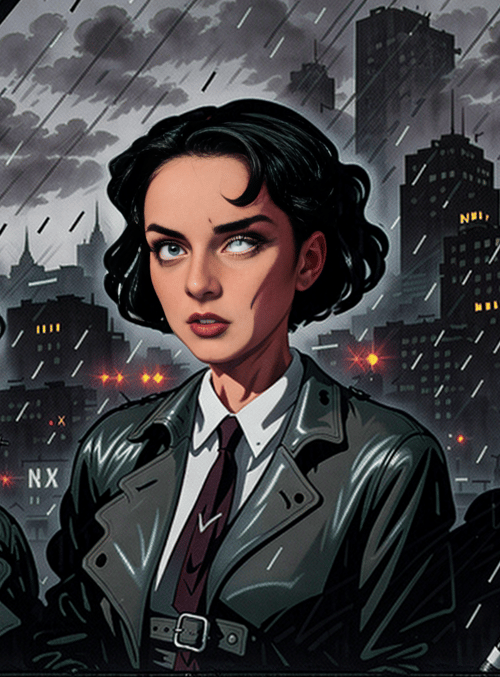 women, cityscape, rain