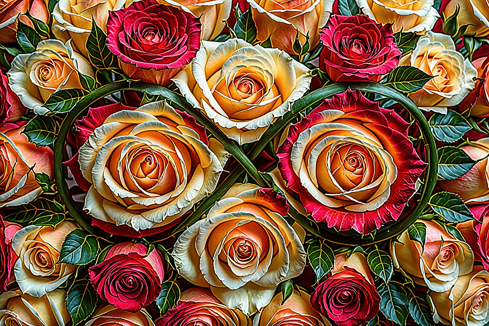 AI generated wallpaper featuring roses, flowers, bouquet