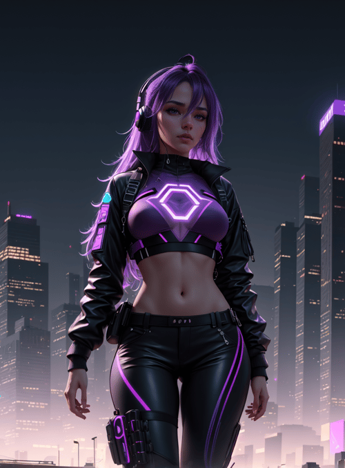 cyberpunk woman, cityscape, futuristic car
