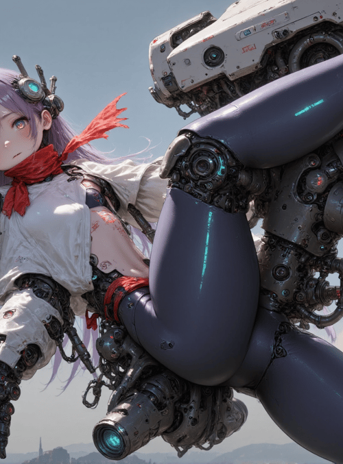 cyborg, mechanical leg, anime girl, robot, girl, mechanism