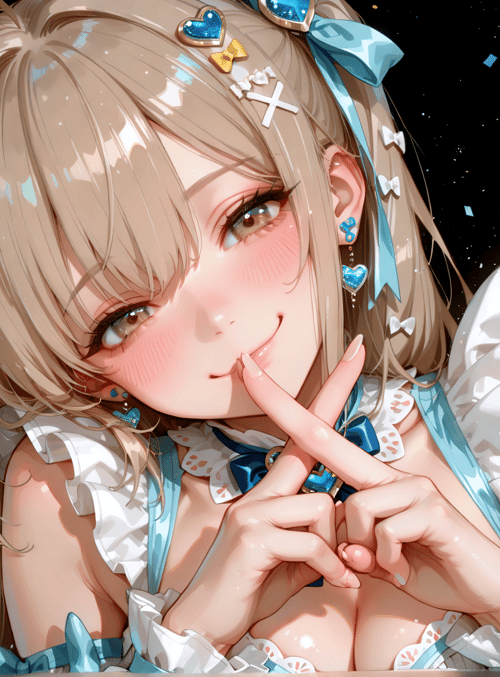 girl, bow, stars, confetti, hairpins, dress