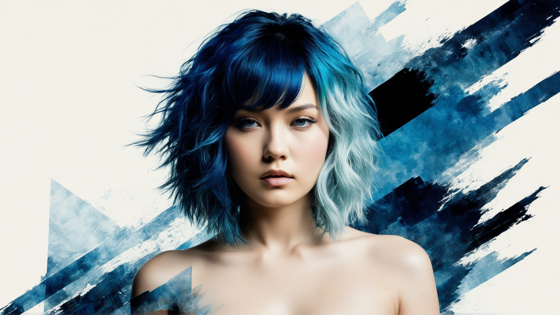 AI generated wallpaper featuring woman, hair, portrait