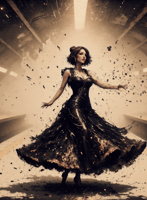 woman, dress, station