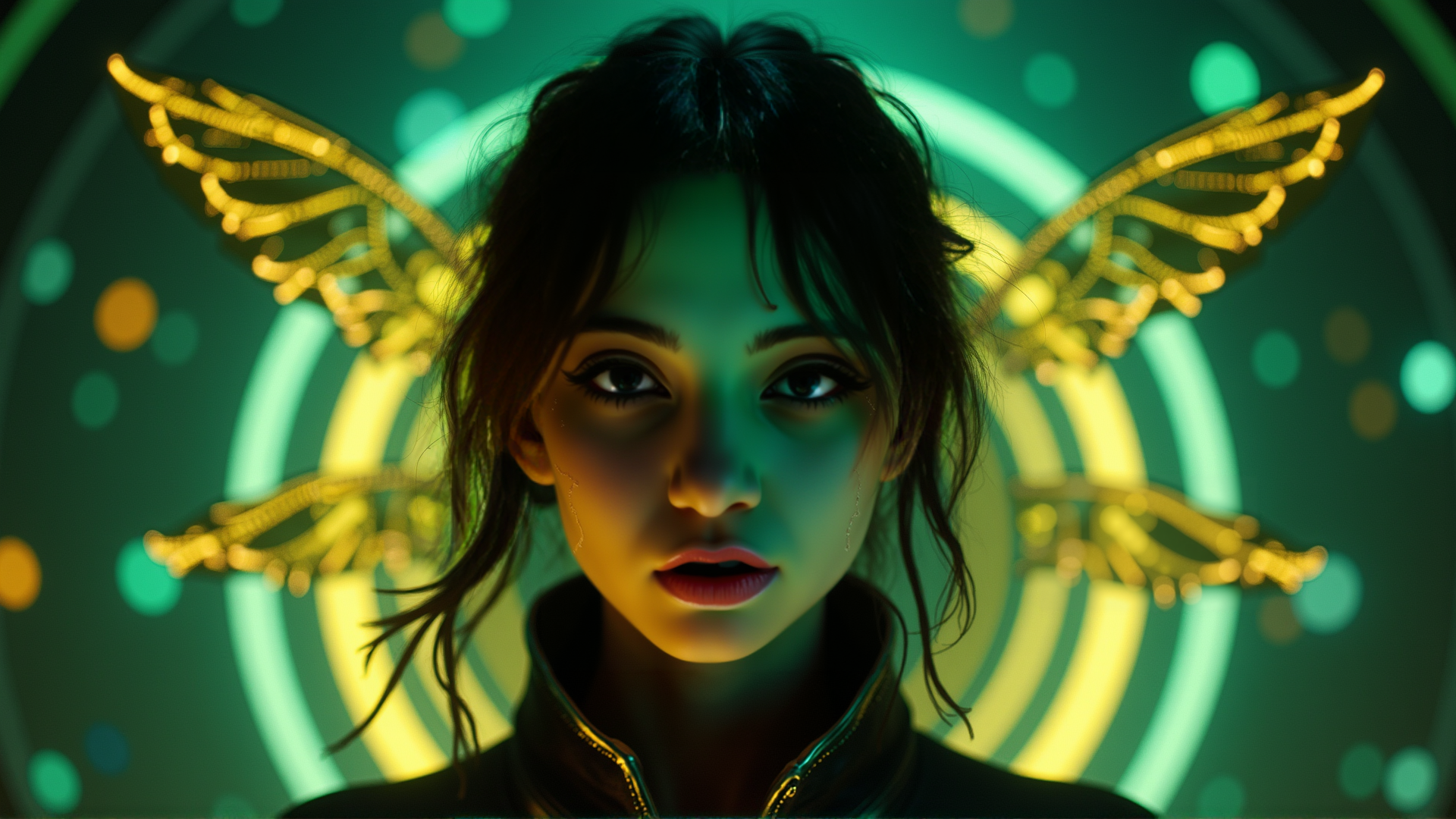 AI generated wallpaper featuring woman, wings