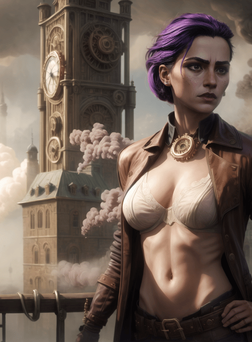 woman, steampunk, clock tower