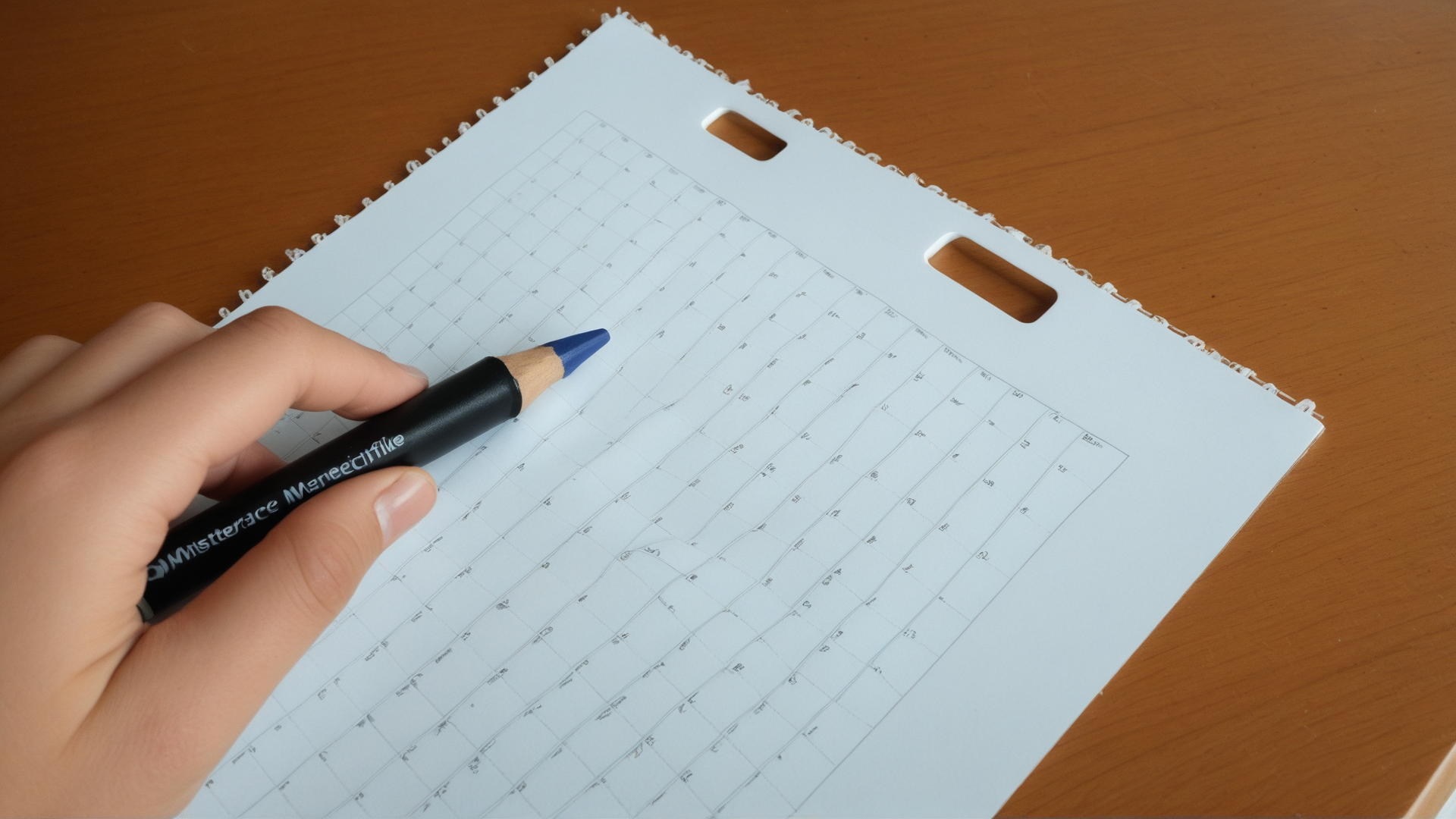 AI generated wallpaper featuring hand, pencil, paper