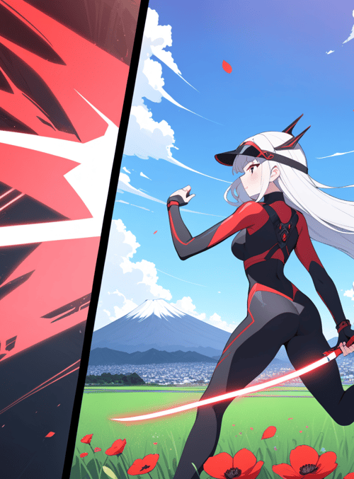 anime character, sword, poppy