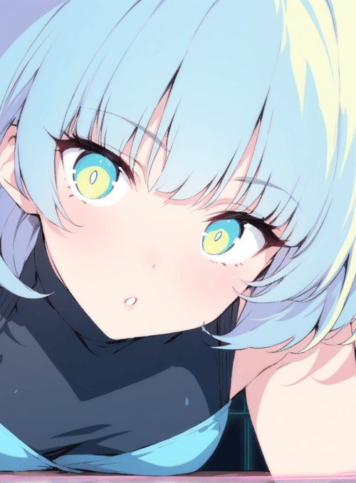 anime girl, cassette player, neon lights