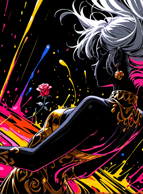 woman, rose, paint