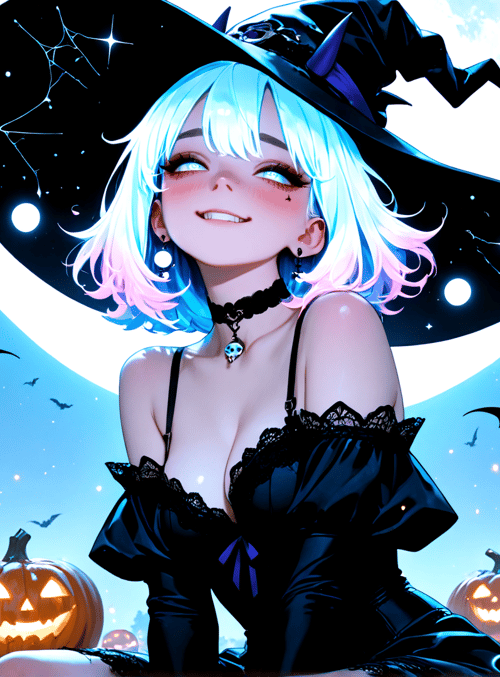 witch, pumpkin, bat, moon, tree, candle, basket, lady, halloween, stars