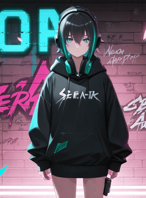 anime girl, gamer, hoodie