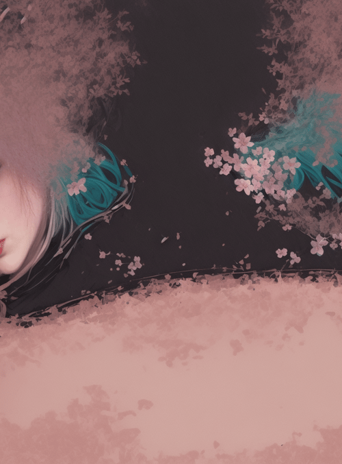 girl, cherry blossoms, hair