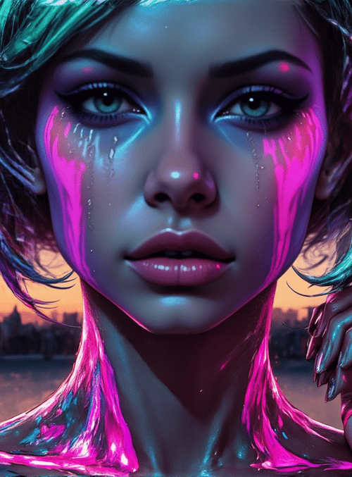 woman, cityscape, water