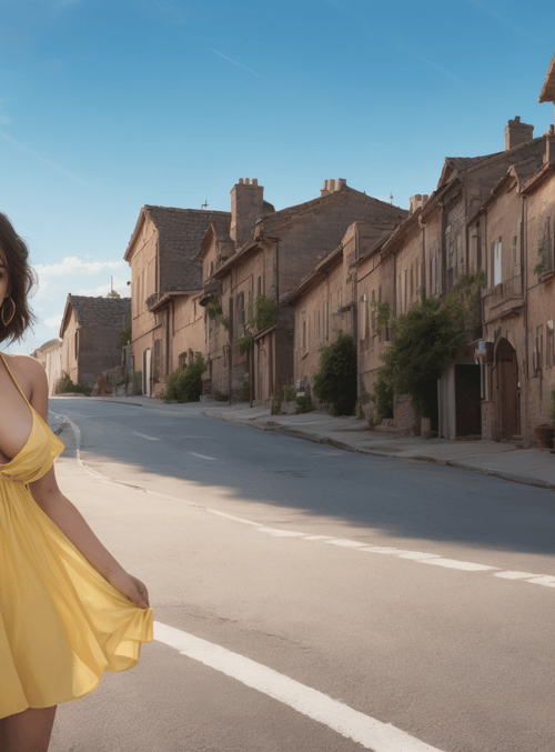 woman, dress, street