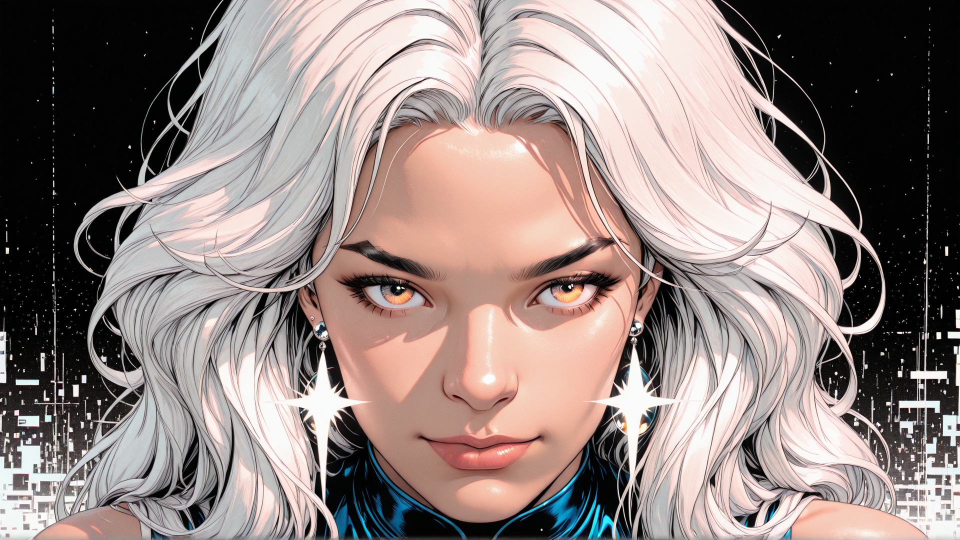 AI generated wallpaper featuring woman, hair, ears, neck, shoulders