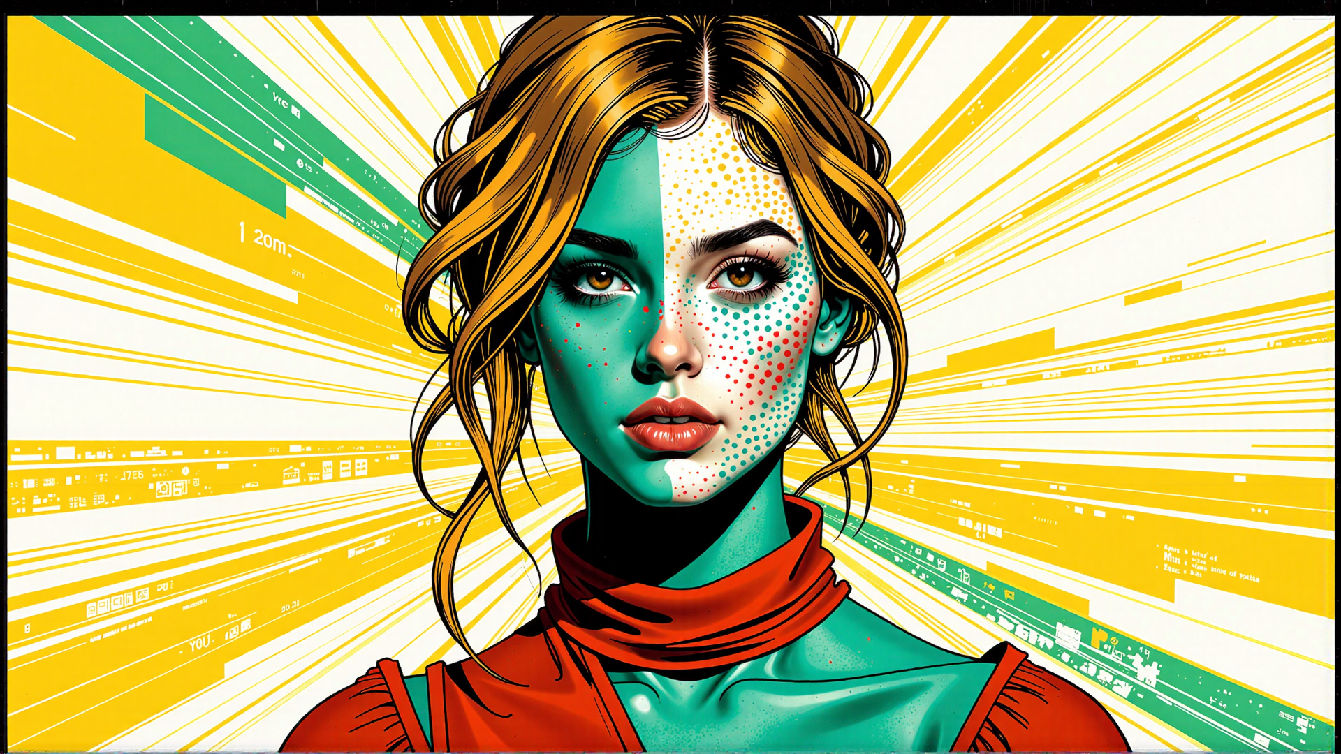 AI generated wallpaper featuring woman, digital, portrait, art, graphic