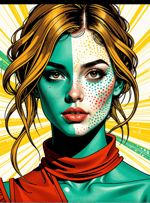 woman, digital, portrait, art, graphic