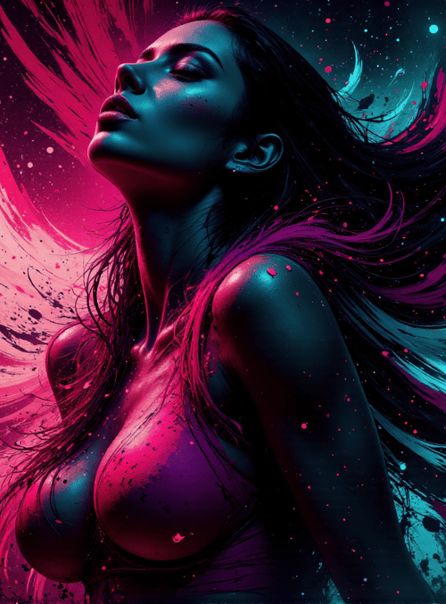 woman, wing, paint