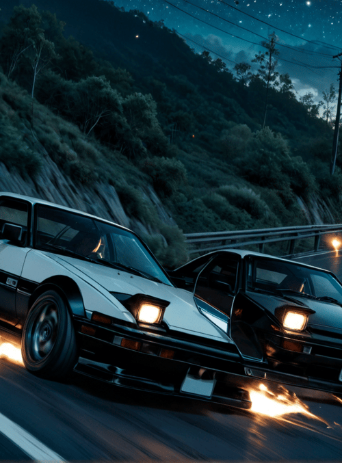 cars, road, fire, mountains, trees