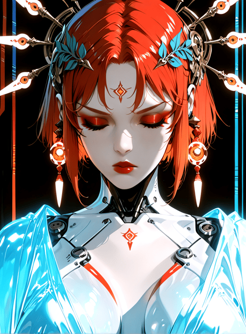 cyborg, woman, robot, anime, character