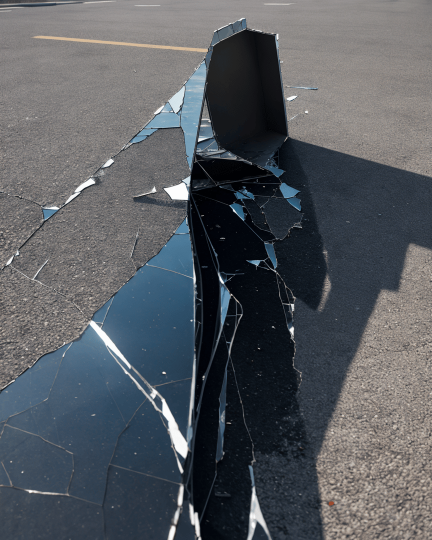 AI generated wallpaper featuring mirror, asphalt, shards