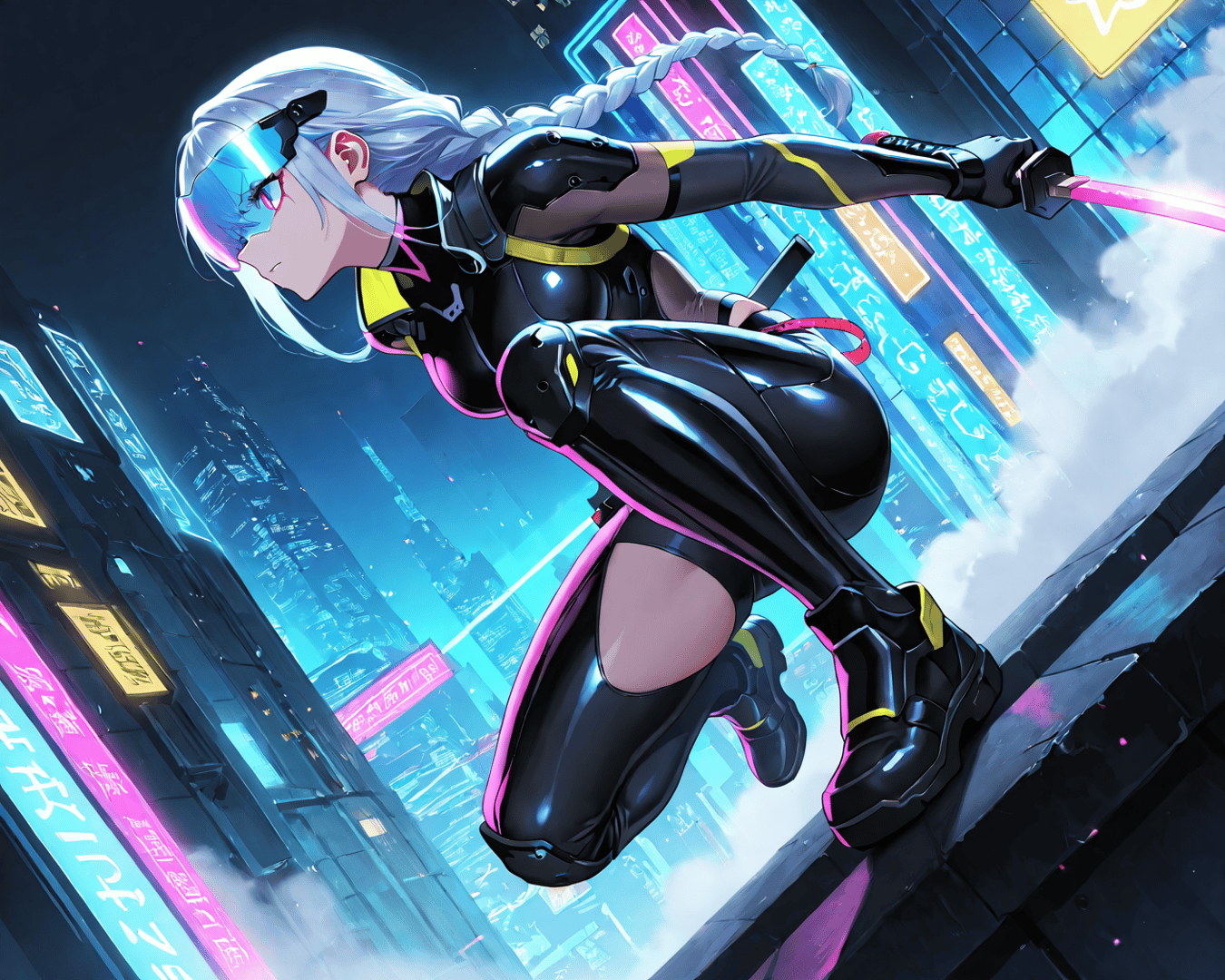 AI generated wallpaper featuring cyberpunk, anime, character
