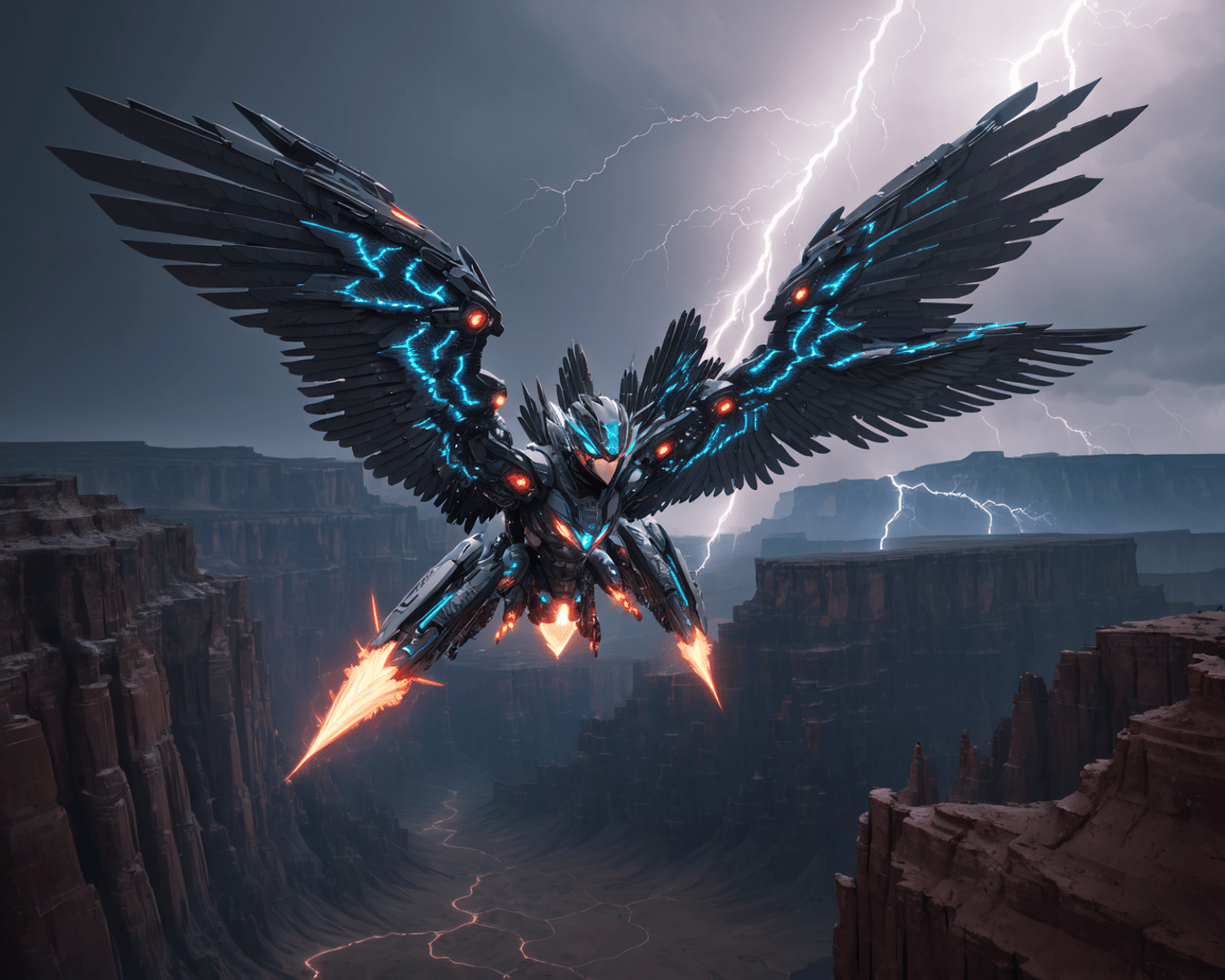 AI generated wallpaper featuring robot, eagle, mech