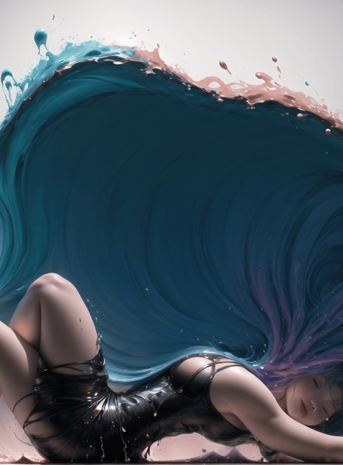 woman, wave, paint