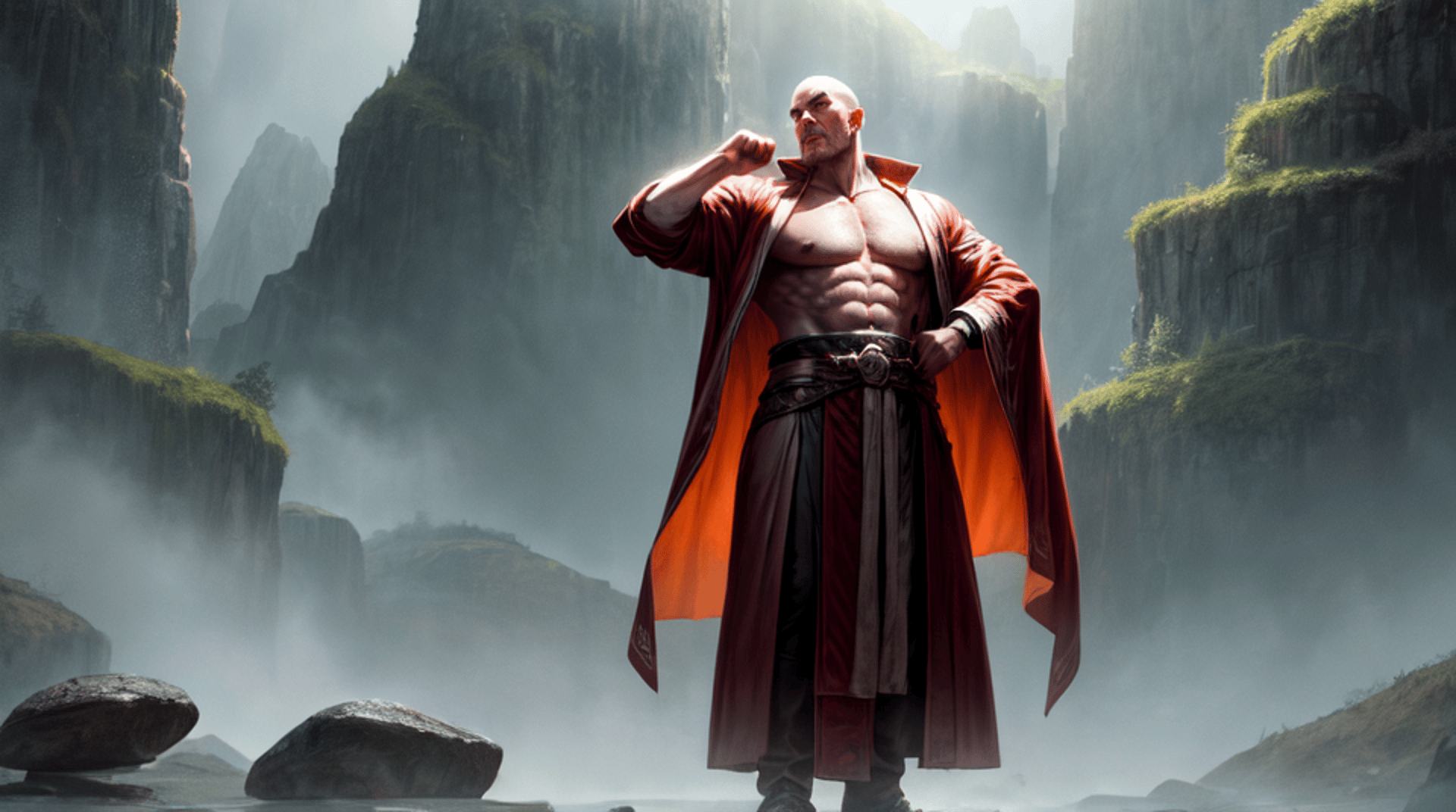 AI generated wallpaper featuring man, warrior, mystic