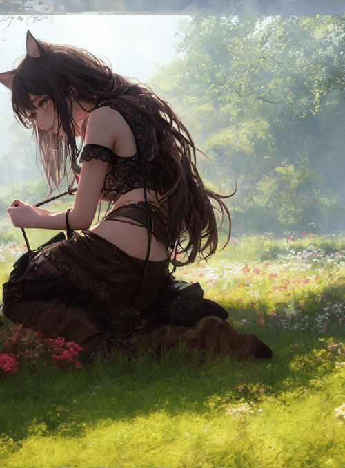 cat girl, girl, nature