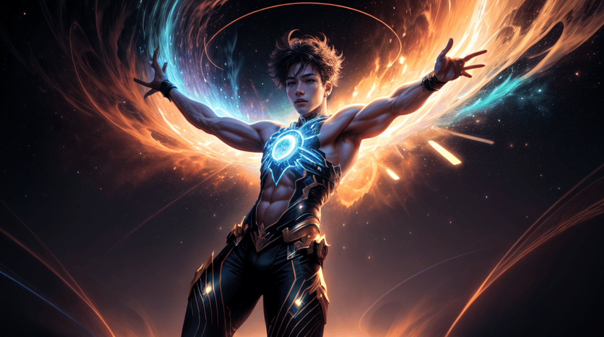 AI generated wallpaper featuring hero, cosmic, man