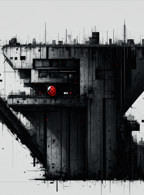 city, building, ladybug, structure, urban, architectural, skyscraper, debris, antenna, sign