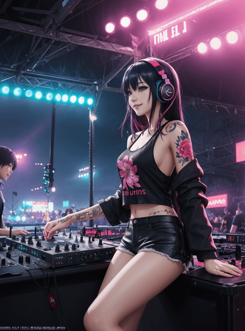 dj, woman, music