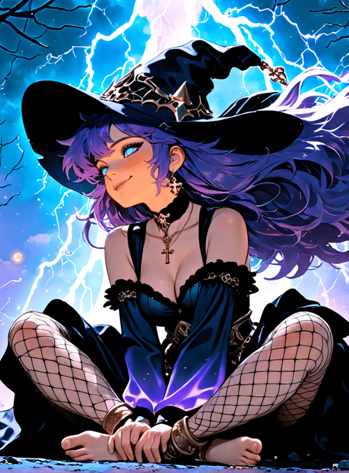 witch, pumpkin, trees, halloween, lollipop, candle, lantern, lightning, dress, socks