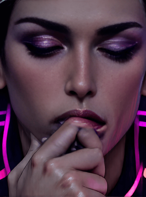 woman, neon, finger