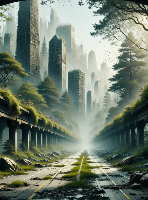 bridge, city, nature, road, tree