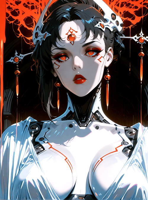 cyborg, woman, robot, goddess, anime