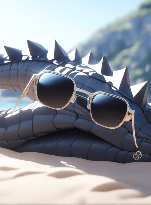 dragon, sunglasses, beach