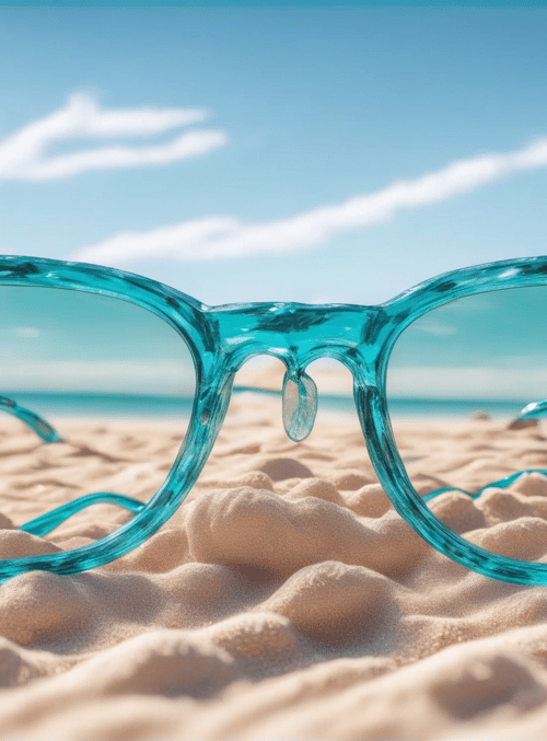 glasses, beach, sand