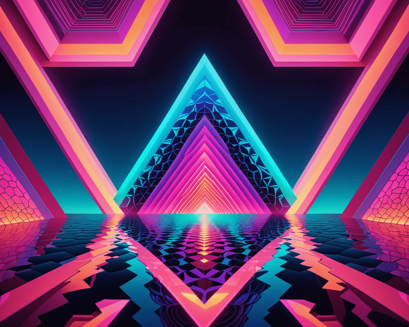 AI generated wallpaper featuring triangle, geometric, reflection