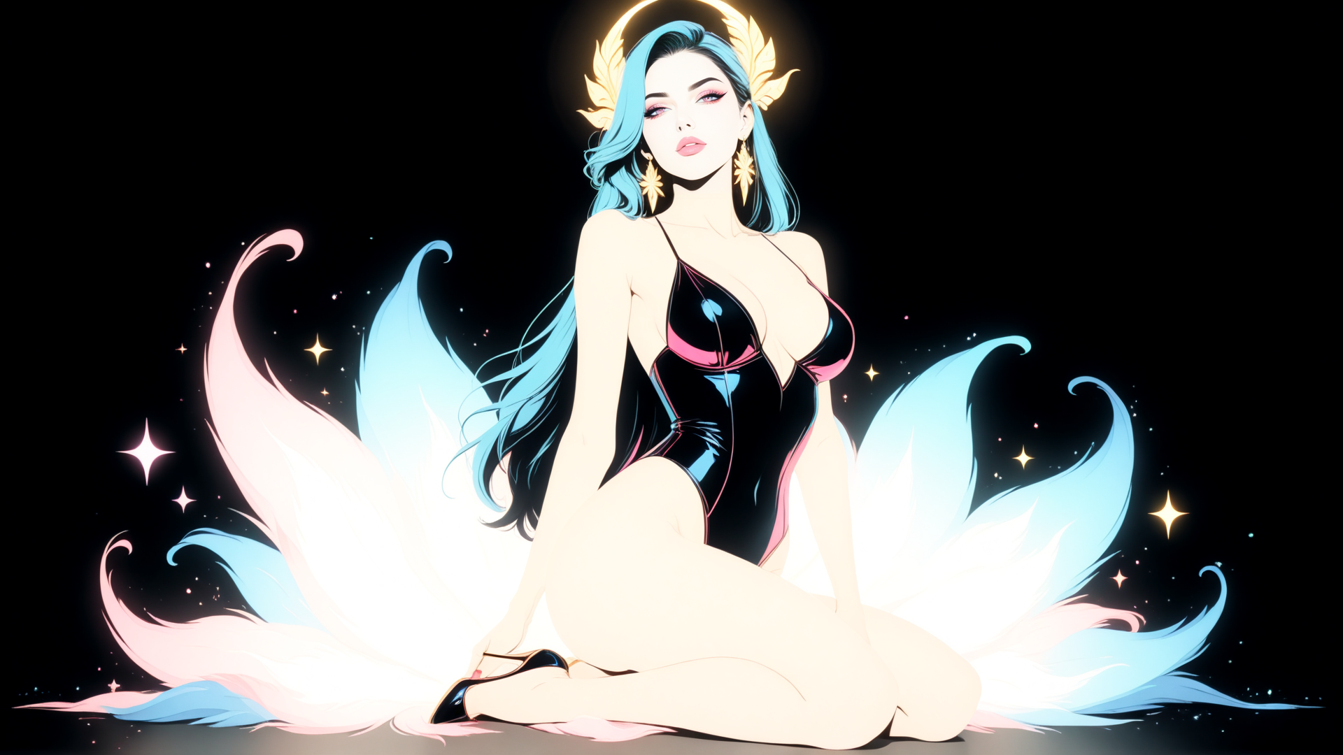 AI generated wallpaper featuring fairy, woman, angel