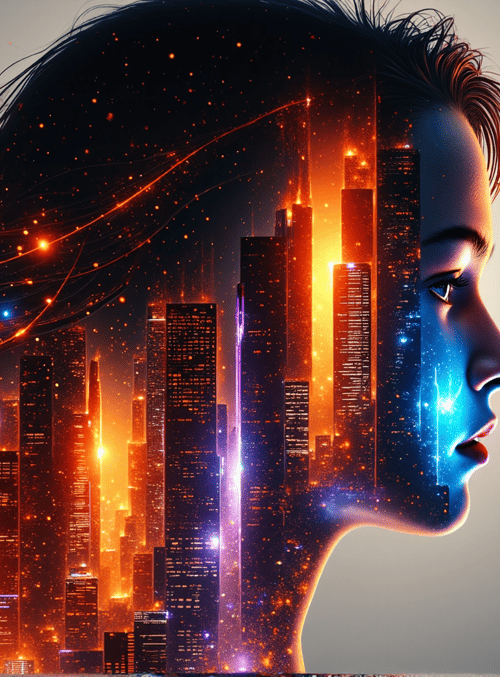 woman, cityscape, hair